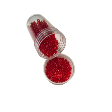  Kásagyöngy - átlátszó 20g piros 2 mm dekorációs kellék