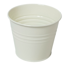  Kaspó fém fényes fehér D13cm M10,5cm dekorációs kellék