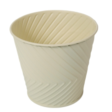  Kaspó kerek domború mintával fém krém D14cm M12,6cm dekorációs kellék