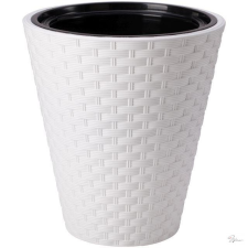  Kaspó Rattana kerek ültetõ betéttel mûanyag 30 cm fehér dekorációs kellék