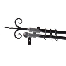  Kecskemét fekete 2 rudas fém karnis szett - 200 cm karnis, függönyrúd