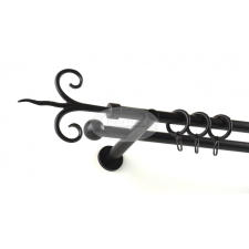  Kecskemét fekete 2 rudas fém karnis szett - modern tartóval - 300 cm karnis, függönyrúd