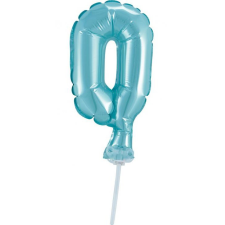 Kék 0-ás Light Blue szám fólia lufi tortára 13 cm party kellék