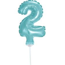  Kék 2-es Light Blue szám fólia lufi tortára 13 cm party kellék