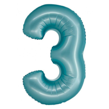 Kék 3-as Light Blue Mat szám fólia lufi 76 cm party kellék