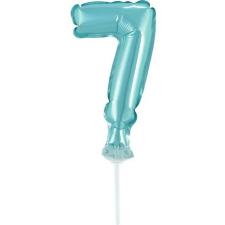  Kék 7-es Light Blue szám fólia lufi tortára 13 cm party kellék