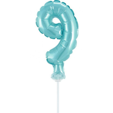 Kék 9-es Light Blue szám fólia lufi tortára 13 cm party kellék