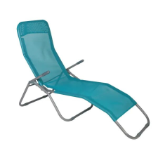 Kék acél napozóágy 137x58x94 cm kerti bútor