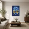  Kék arany oroszlánfej mandala stílusú vászonkép