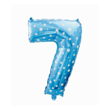 Kék Blue with Stars 7-es szám fólia lufi 61 cm party kellék
