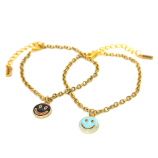  Kék és fekete smiley charmos páros karkötő karkötő