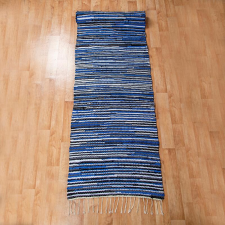  Kék-fehér-fekete rongyszőnyeg 70&#215;300 cm lakástextília