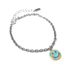 Kék smiley charmos ezüst színű karkötő karkötő