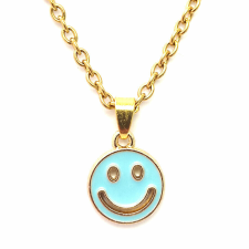 Kék smiley gyerek nyaklánc medállal, arany színű nyaklánc