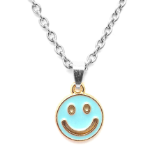  Kék smiley medál ezüst színű lánccal nyaklánc