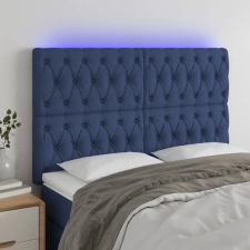  kék szövet LED-es fejtámla 144x7x118/128 cm ágy és ágykellék