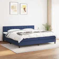  kék szövet rugós ágy matraccal 200 x 200 cm ágy és ágykellék