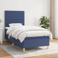  Kék szövet rugós ágy matraccal 90 x 190 cm ágy és ágykellék