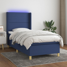  kék szövet rugós és LED-es ágy matraccal 100x200 cm ágy és ágykellék