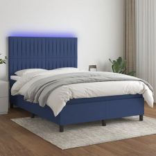  kék szövet rugós és LED-es ágy matraccal 140x200 cm ágy és ágykellék