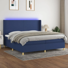  kék szövet rugós és LED-es ágy matraccal 200 x 200 cm ágy és ágykellék