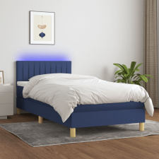  kék szövet rugós és LED-es ágy matraccal 90x200 cm ágy és ágykellék