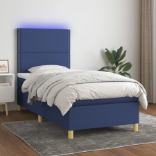  kék szövet rugós és LED-es ágy matraccal 90x200 cm ágy és ágykellék