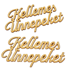  Kellemes Ünnepeket felirat natúr fa 13cm 2db-os dekorációs kellék