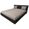  Kendra franciaágy led világítással és párnával Fekete textilbőr - sötét bézs szövet, 160x200 cm, Élkeretes, extra rugós