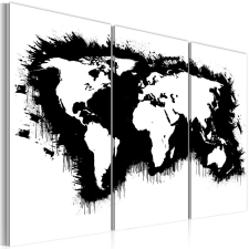  Kép - falitérkép - Monokróm map of the World - triptych Világtérkép 120x80 térkép