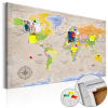  Kép parafán - Maps: Vintage Style [Cork Map] Parafa világtérkép - vászonkép 120x80