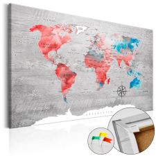  Kép parafán - Red Roam [Cork Map] Parafa világtérkép - vászonkép 90x60 térkép