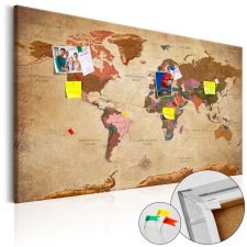  Kép parafán - World Map: Brown Elegance [Cork Map] Parafa világtérkép - vászonkép 120x80 térkép