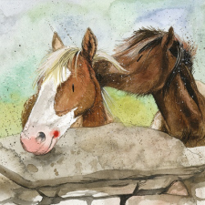 Képeslap Alex Clark borítékkal, 14x14 cm, 2 ló party kellék