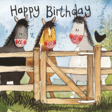 Képeslap Alex Clark borítékkal, 14x14 cm, Lovak HBD party kellék