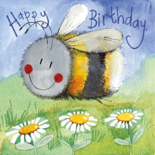Képeslap Alex Clark borítékkal, 14x14 cm, méhecske HBD képeslap