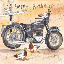 Képeslap Alex Clark borítékkal, 14x14 cm, Motor HBD party kellék
