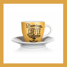 Kerámia csésze, csészealjjal FRESH MORNING COFFEE 90ml, arany 60325052 bögrék, csészék