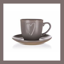  Kerámia csésze, csészealjjal HEART 260ml, barna 60324966 bögrék, csészék