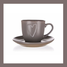  Kerámia csésze, csészealjjal HEART 260ml, barna 60324966 bögrék, csészék