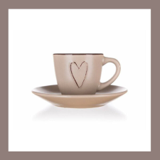  Kerámia csésze csészealjjal HEART 80ml, bézs 60324963 bögrék, csészék