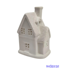  Kerámia fehér téli házikó - Matt tetejű D dekorációs kellék
