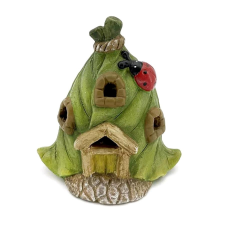  Kerámia levéltetős házikó katicával, ledes. dekorációs kellék