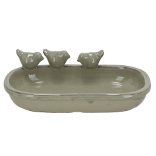  Kerámia madáritató és etető tál, ovális, szürke etető, itató madaraknak