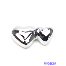  Kerámia szív pár 8x5cm - Ezüst dekorációs kellék