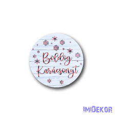  Kerek karácsonyi 13cm - Boldog karácsonyt hópelyhes dekorációs kellék