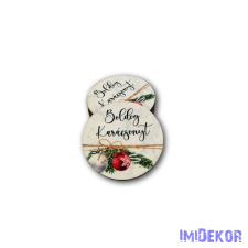 Kerek karácsonyi 5cm 5db/csomag - Boldog Karácsonyt fehér márvány dekorációs kellék