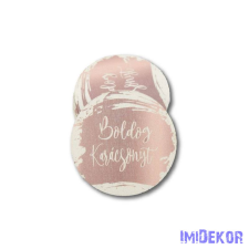 Kerek karácsonyi 5cm 5db/csomag - Boldog Karácsonyt Rosegold-fehér dekorációs kellék