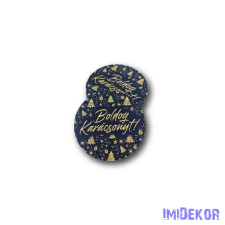 Kerek karácsonyi 7cm 5db/csomag - Boldog Karácsonyt arany-fekete dekorációs kellék