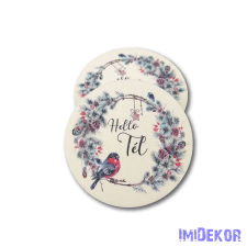  Kerek karácsonyi 7cm 5db/csomag - Hello tél madaras dekorációs kellék